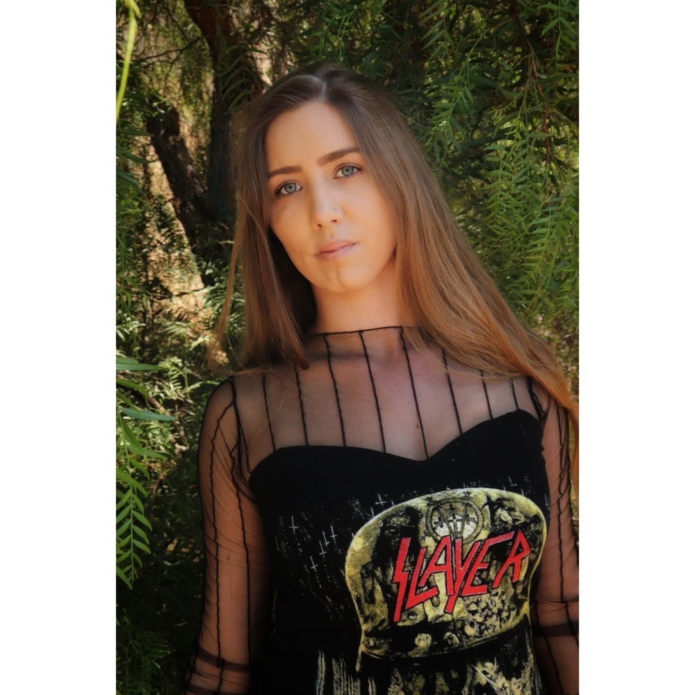 Slayer Helmet Stripe Mesh Tshirt Dress